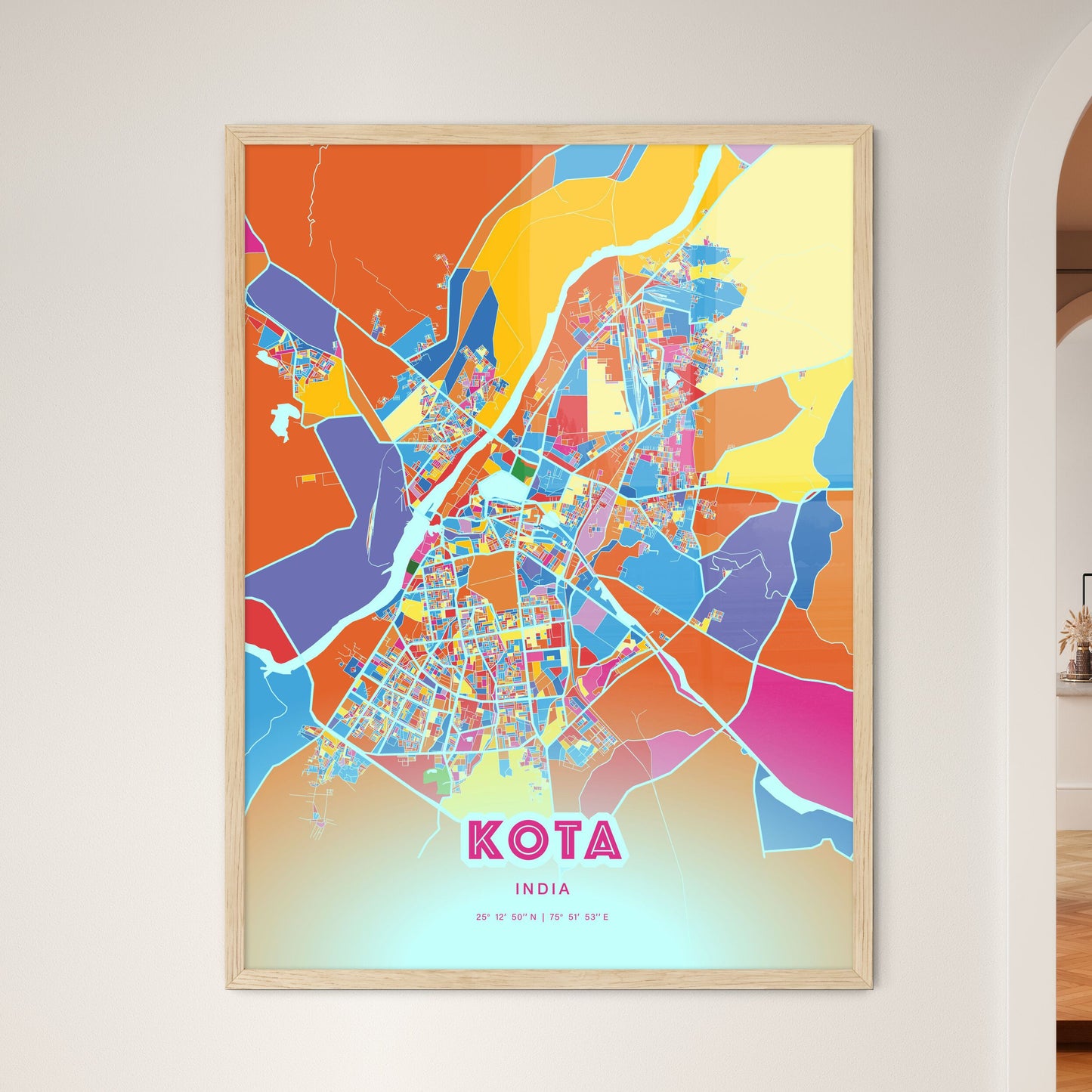 Colorful KOTA INDIA Fine Art Map Crazy Colors