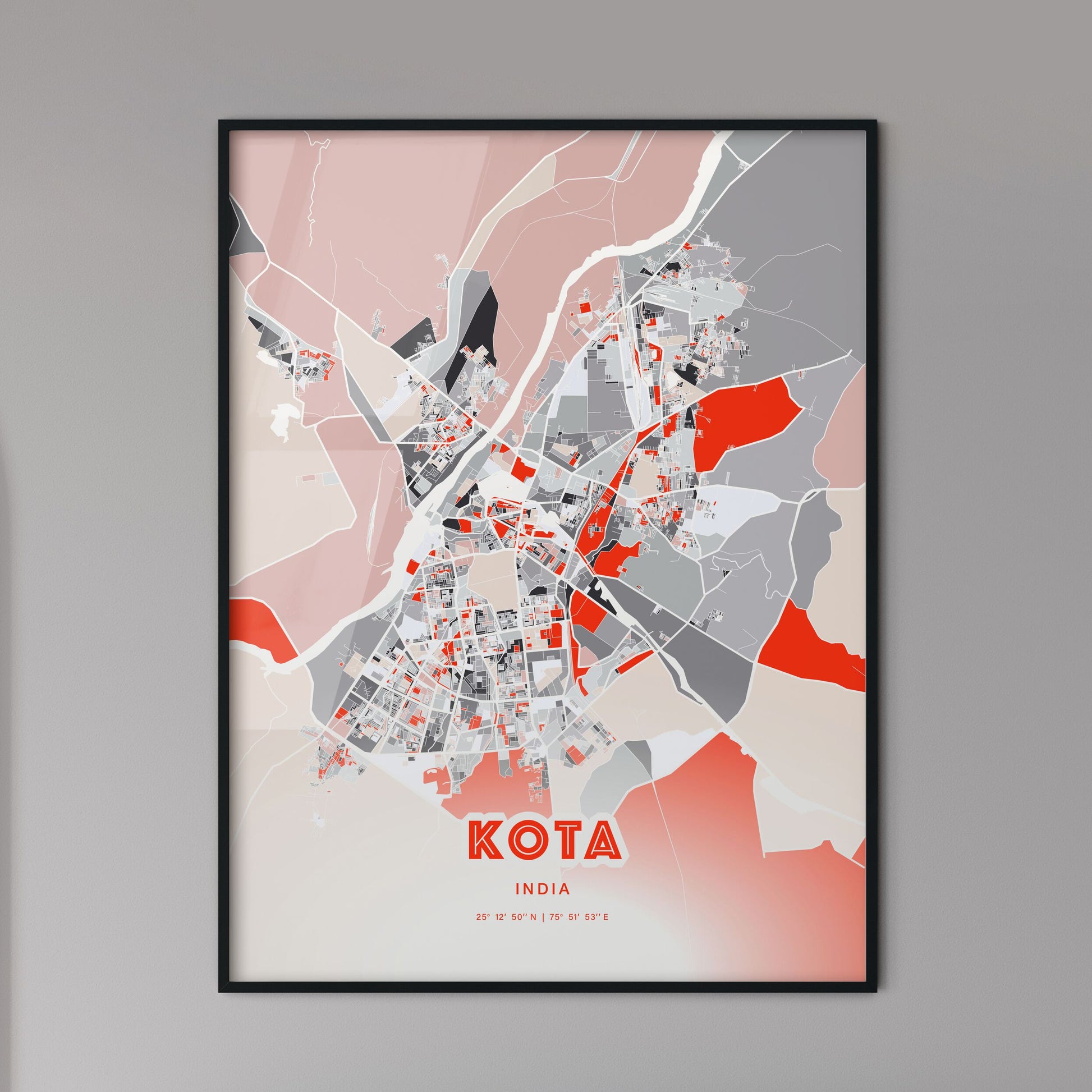 Colorful KOTA INDIA Fine Art Map Modern