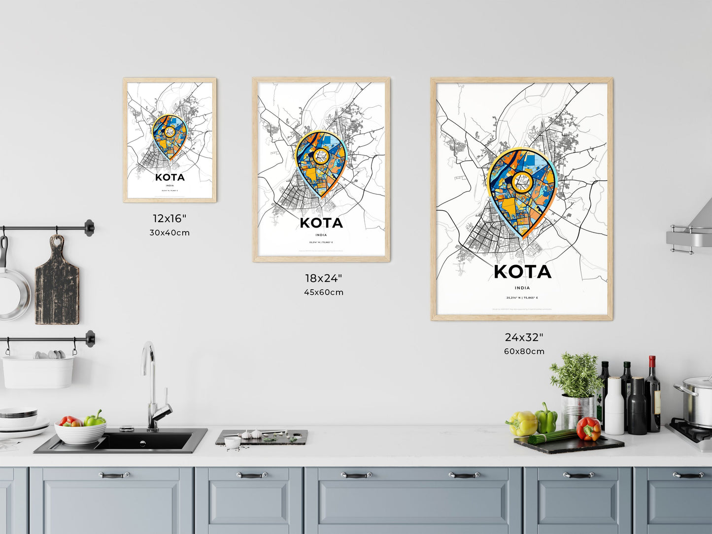 Kota India art map size chart