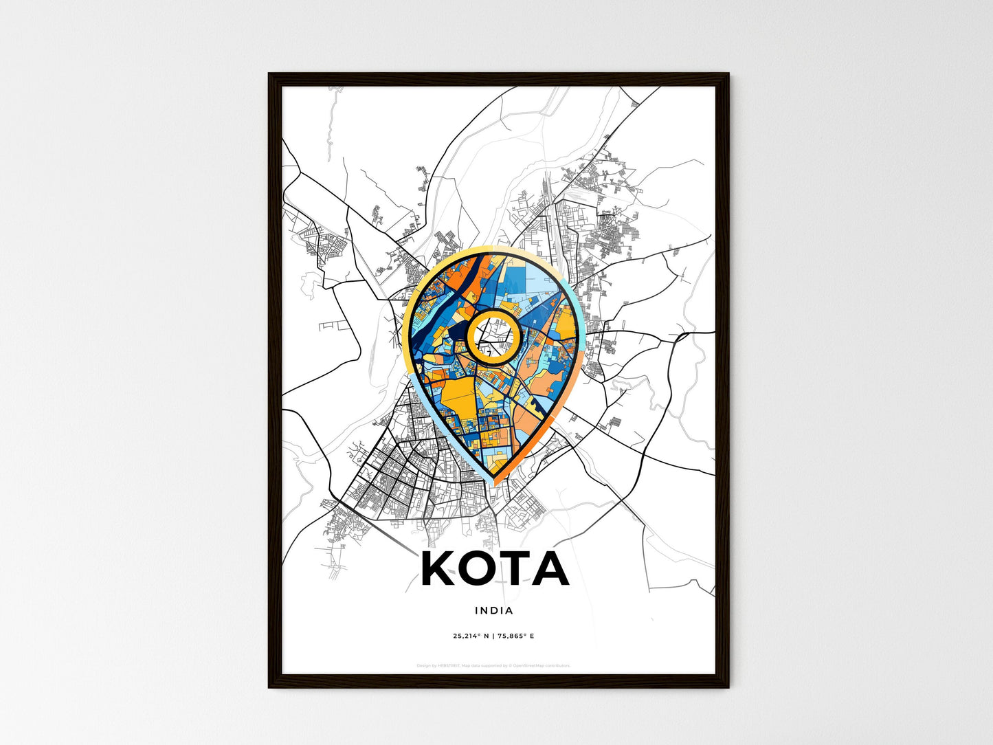 Kota India wedding art map with pointer icon