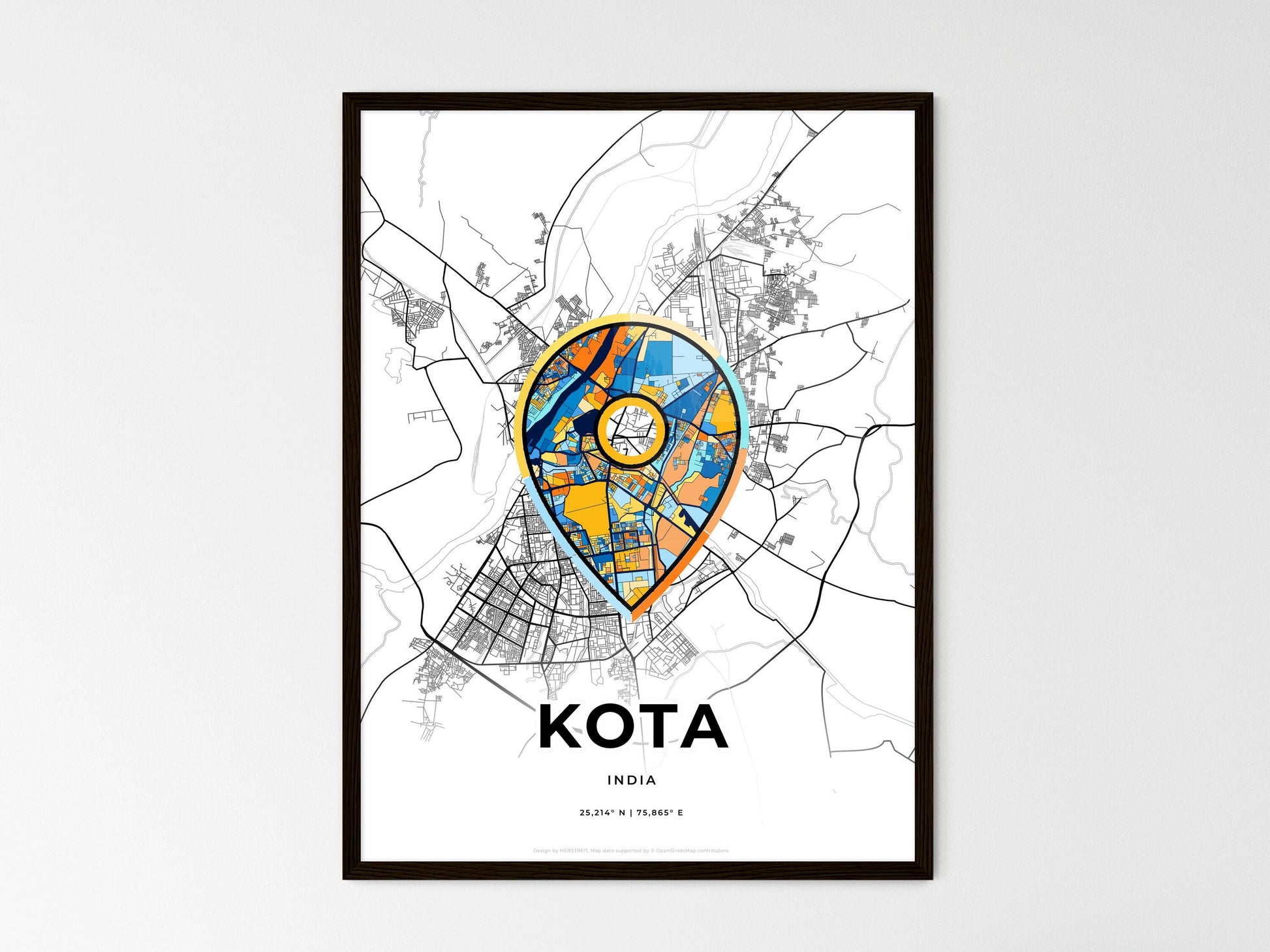 Kota India wedding art map with pointer icon