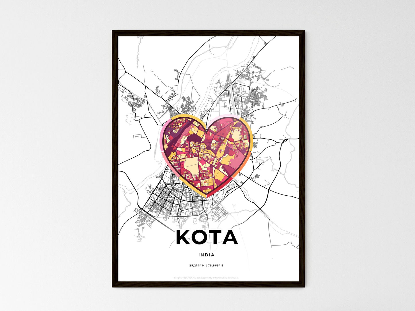 Kota India wedding art map with heart icon