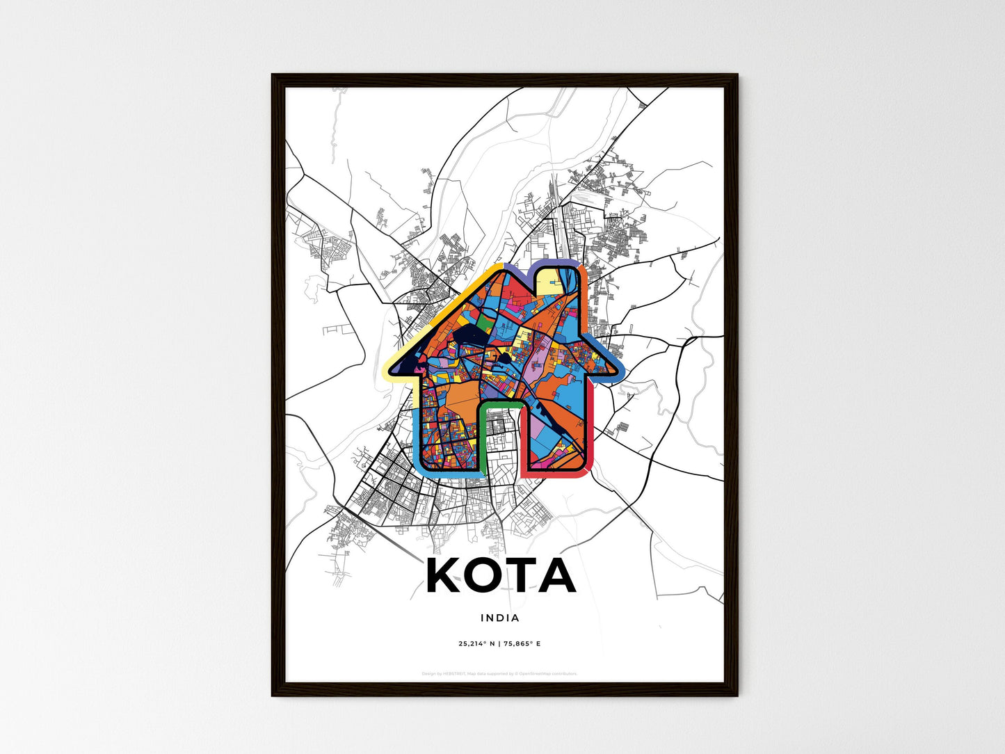 Kota India wedding art map with home icon