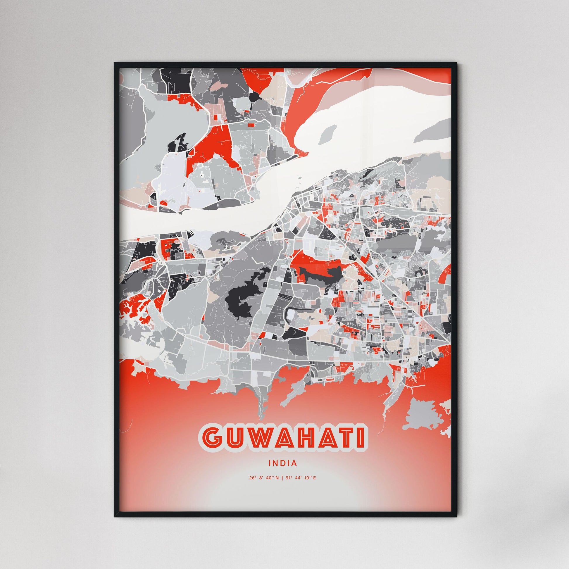 Colorful GUWAHATI INDIA Fine Art Map Modern