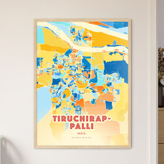 Colorful TIRUCHIRAPPALLI INDIA Fine Art Map Blue Orange