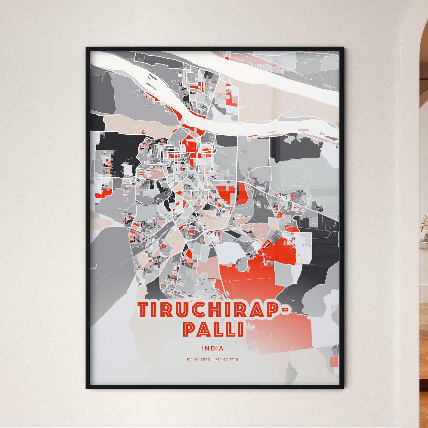 Colorful TIRUCHIRAPPALLI INDIA Fine Art Map Modern