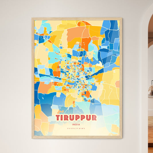 Colorful TIRUPPUR INDIA Fine Art Map Blue Orange