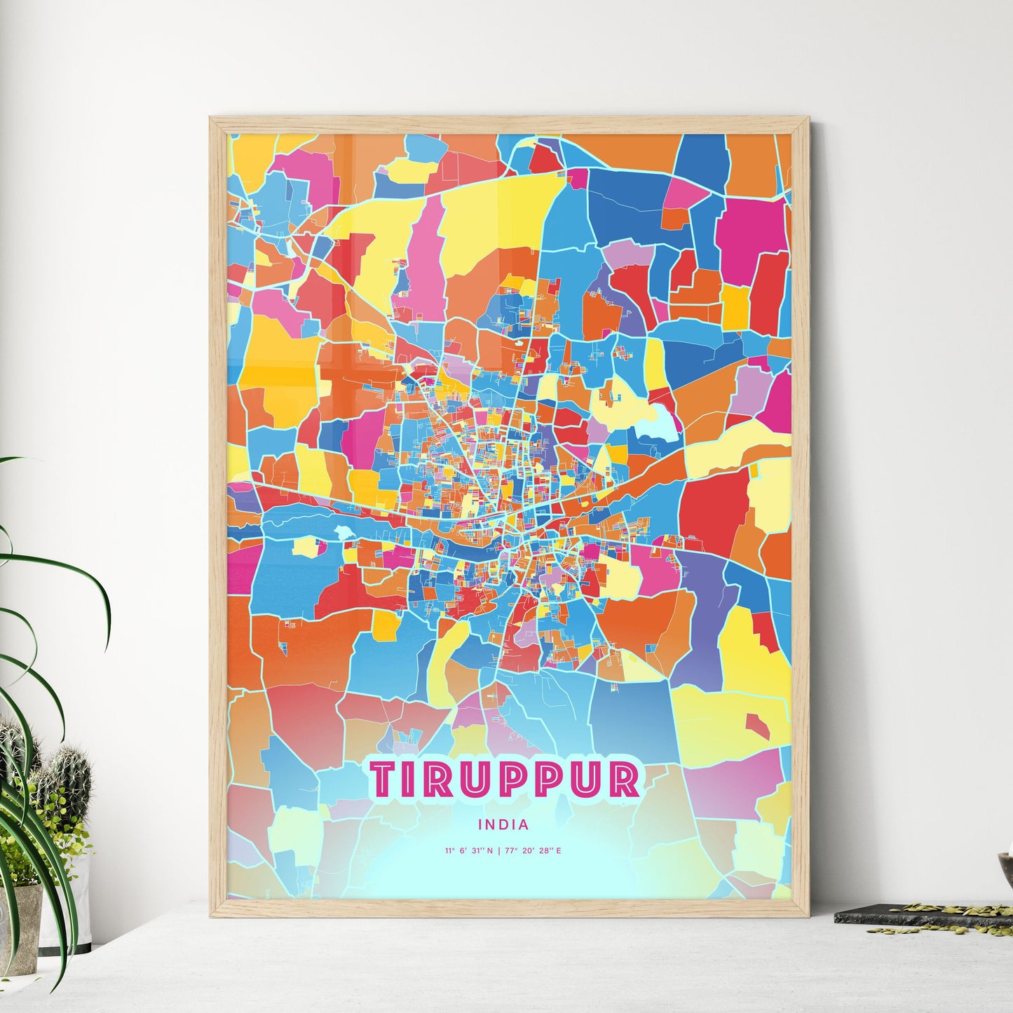 Colorful TIRUPPUR INDIA Fine Art Map Crazy Colors