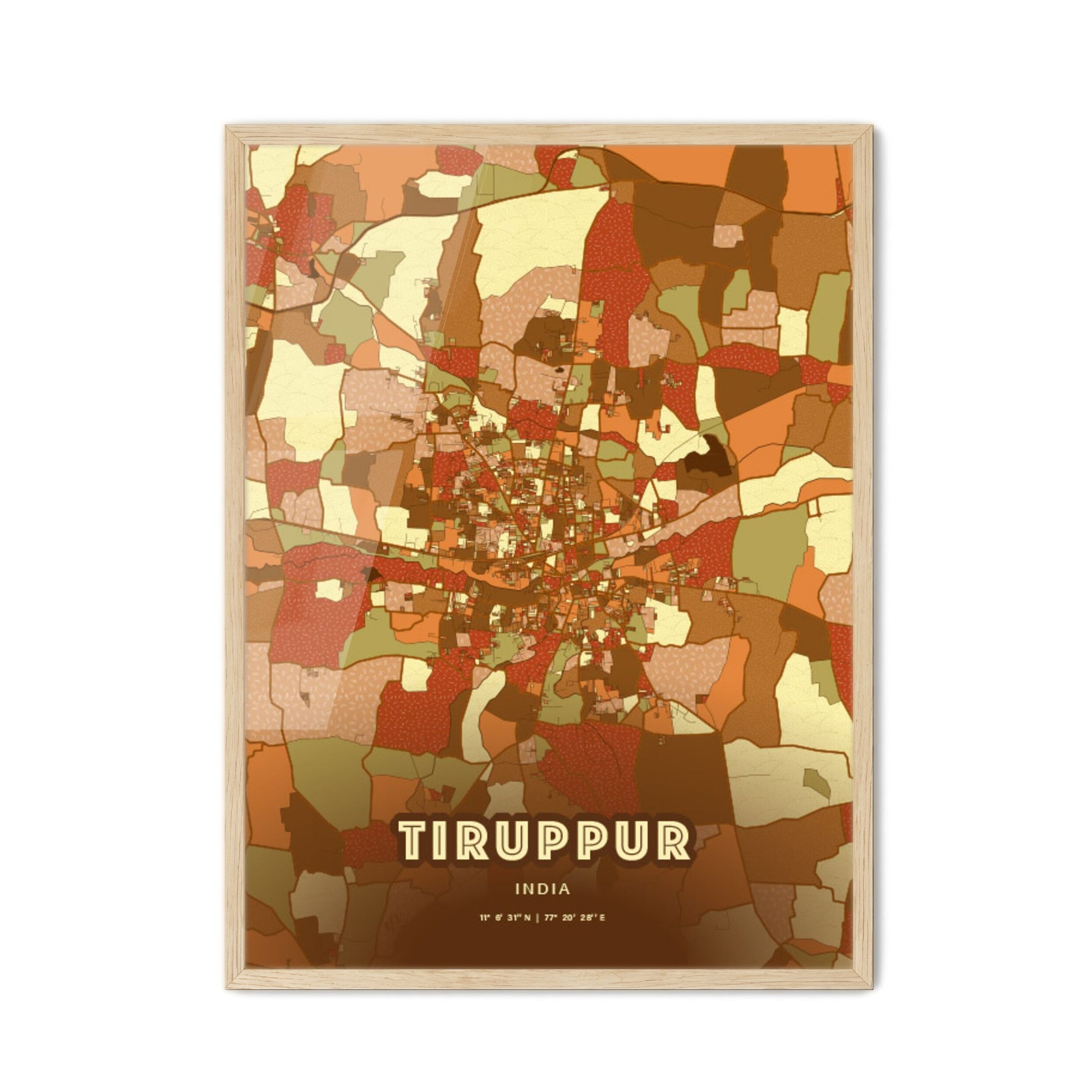 Colorful TIRUPPUR INDIA Fine Art Map Farmhouse