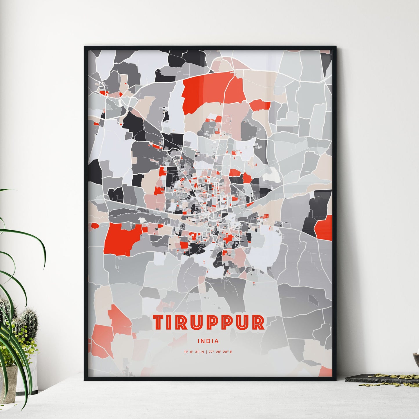 Colorful TIRUPPUR INDIA Fine Art Map Modern