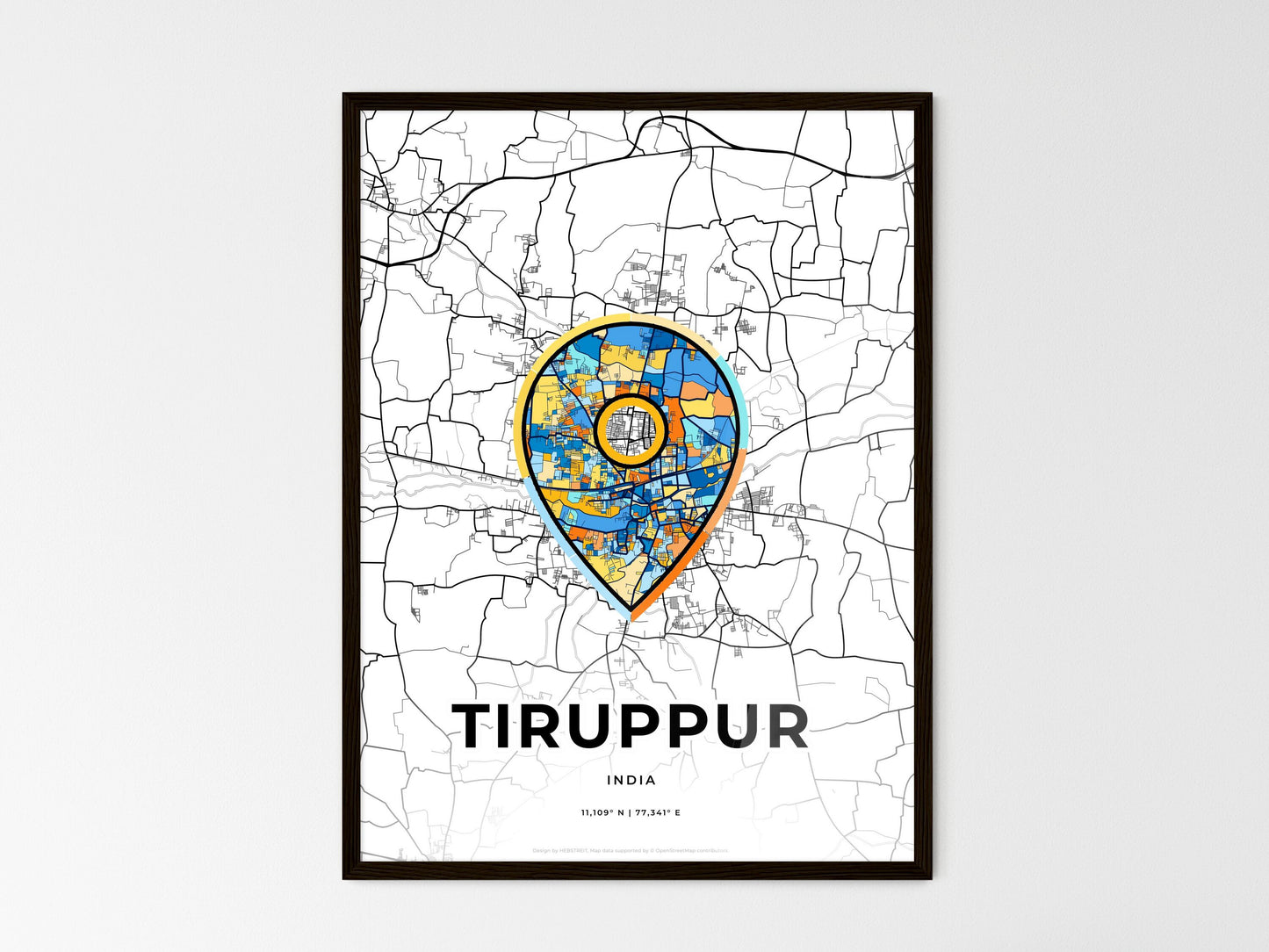 Tiruppur India wedding art map with pointer icon