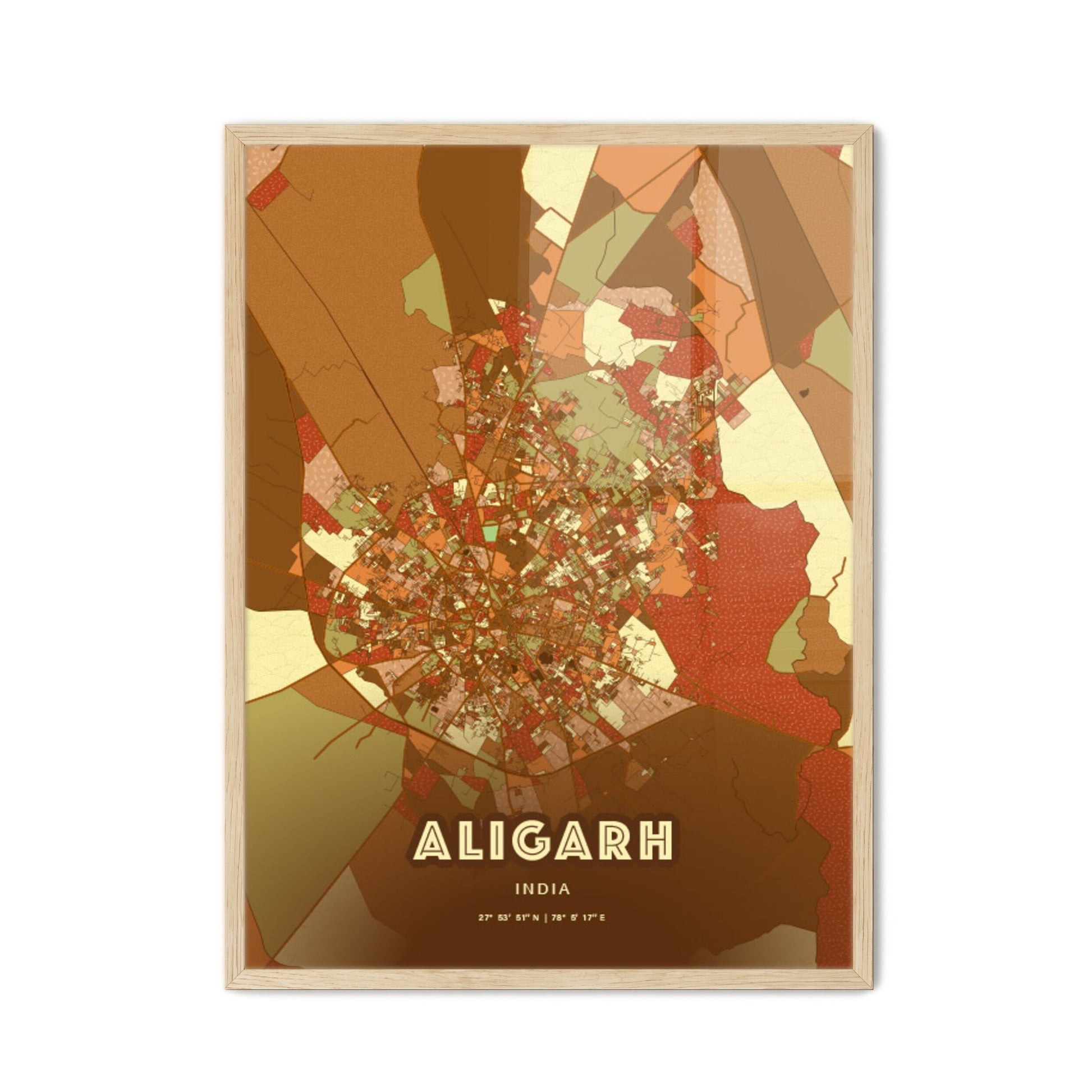 Colorful ALIGARH INDIA Fine Art Map Farmhouse