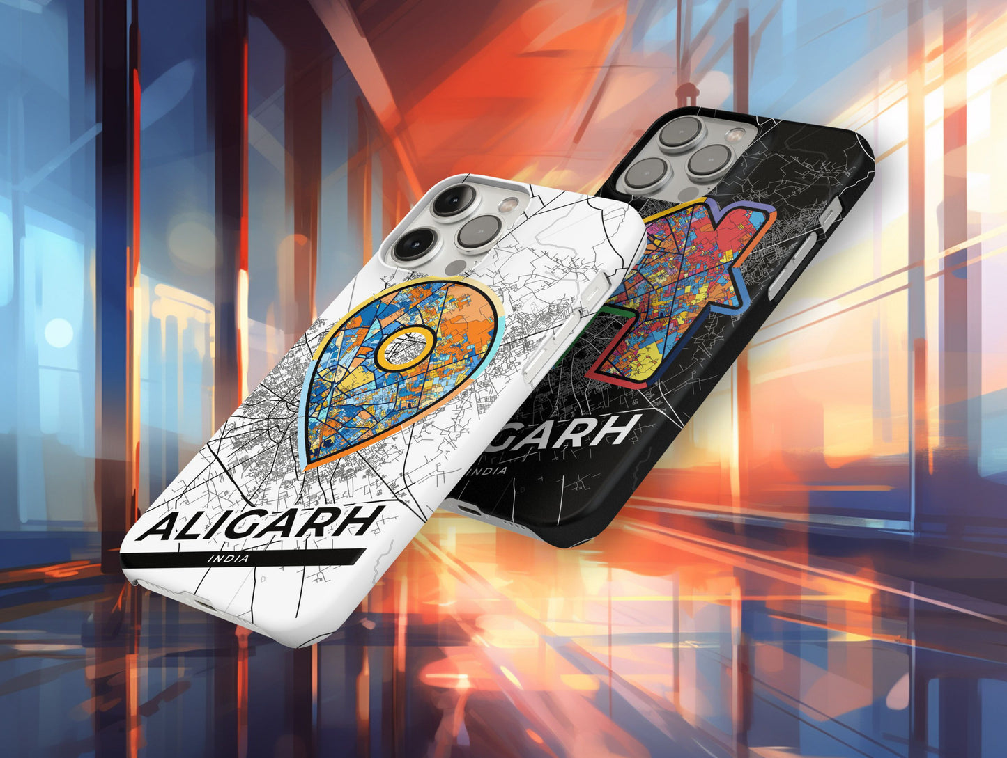 Aligarh India slim phone case with colorful icon. Birthday, wedding or housewarming gift. Couple match cases.