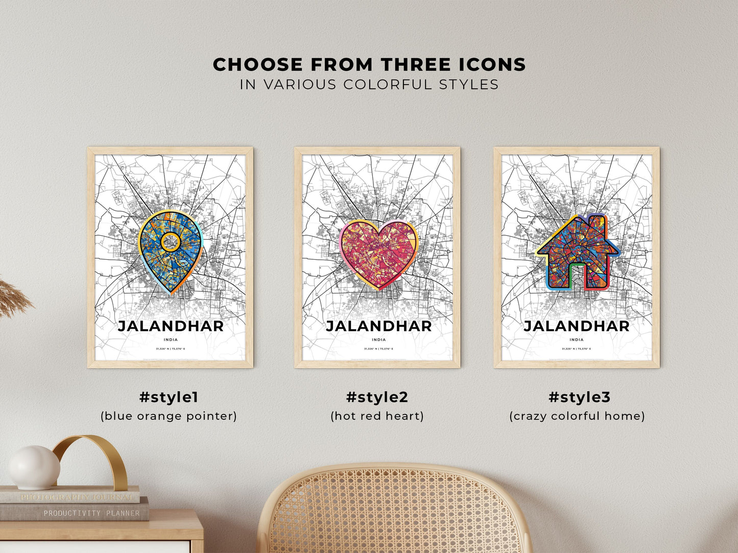 Jalandhar India maps with colorful icons