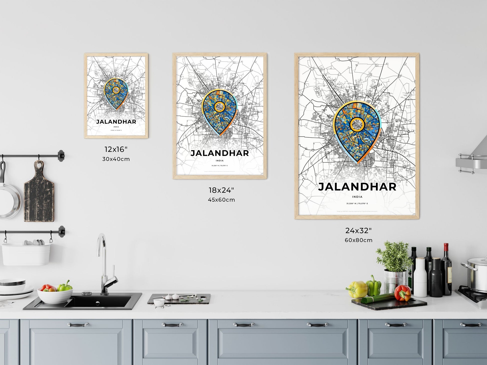 Jalandhar India art map size chart
