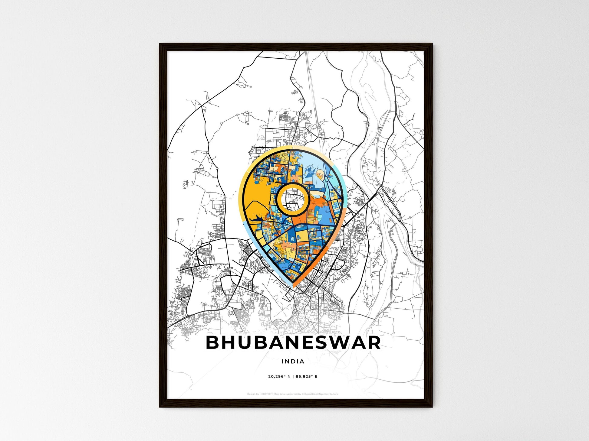 BHUBANESWAR INDIA minimal art map with a colorful icon. Where it all began, Couple map gift. Style 1