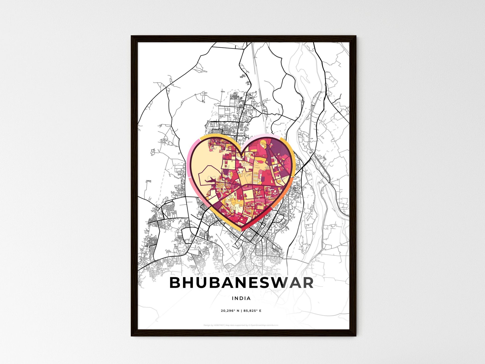BHUBANESWAR INDIA minimal art map with a colorful icon. Where it all began, Couple map gift. Style 2