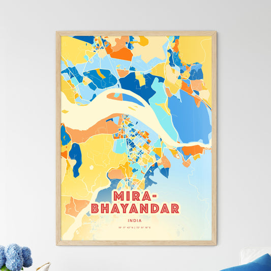 Colorful MIRA-BHAYANDAR INDIA Fine Art Map Blue Orange