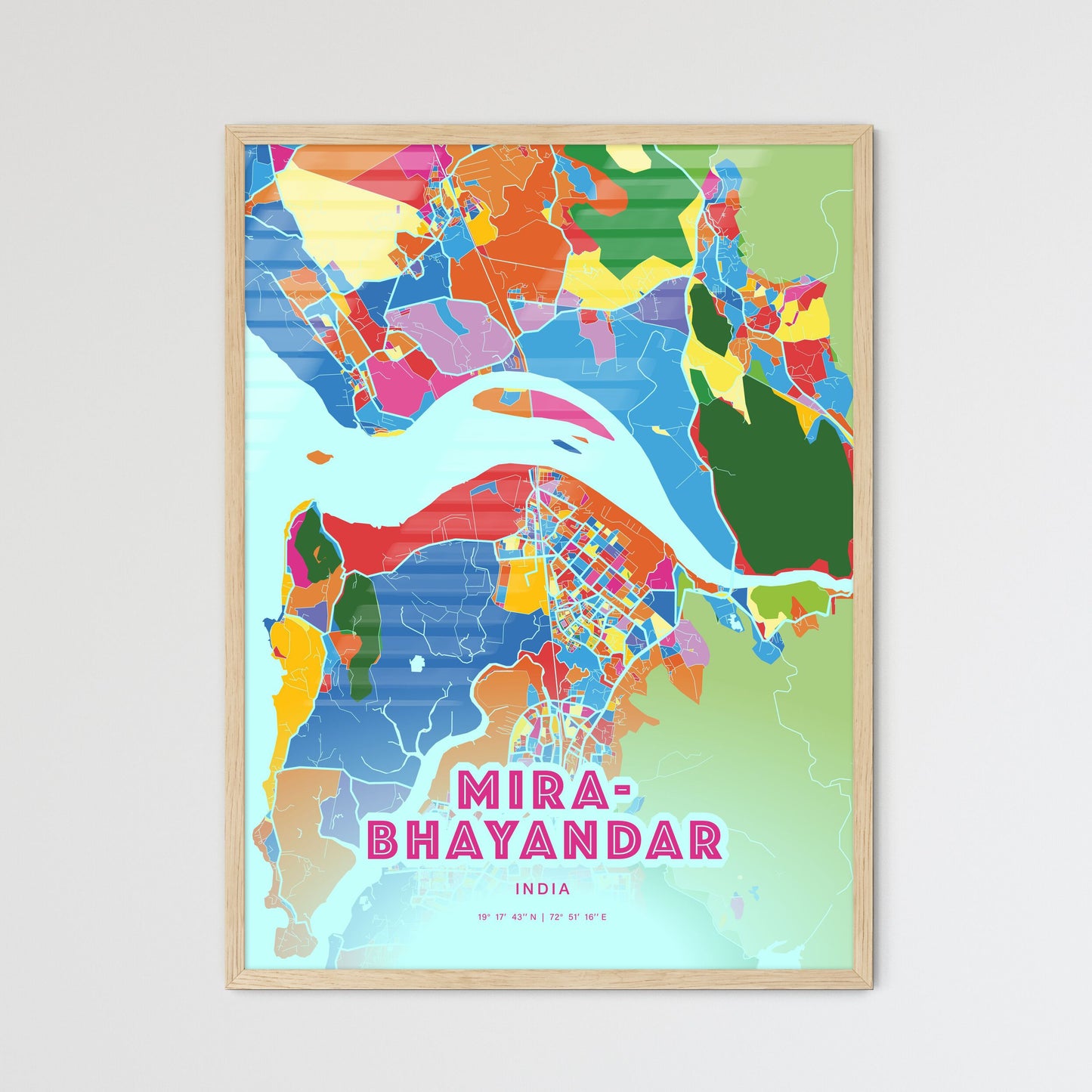 Colorful MIRA-BHAYANDAR INDIA Fine Art Map Crazy Colors