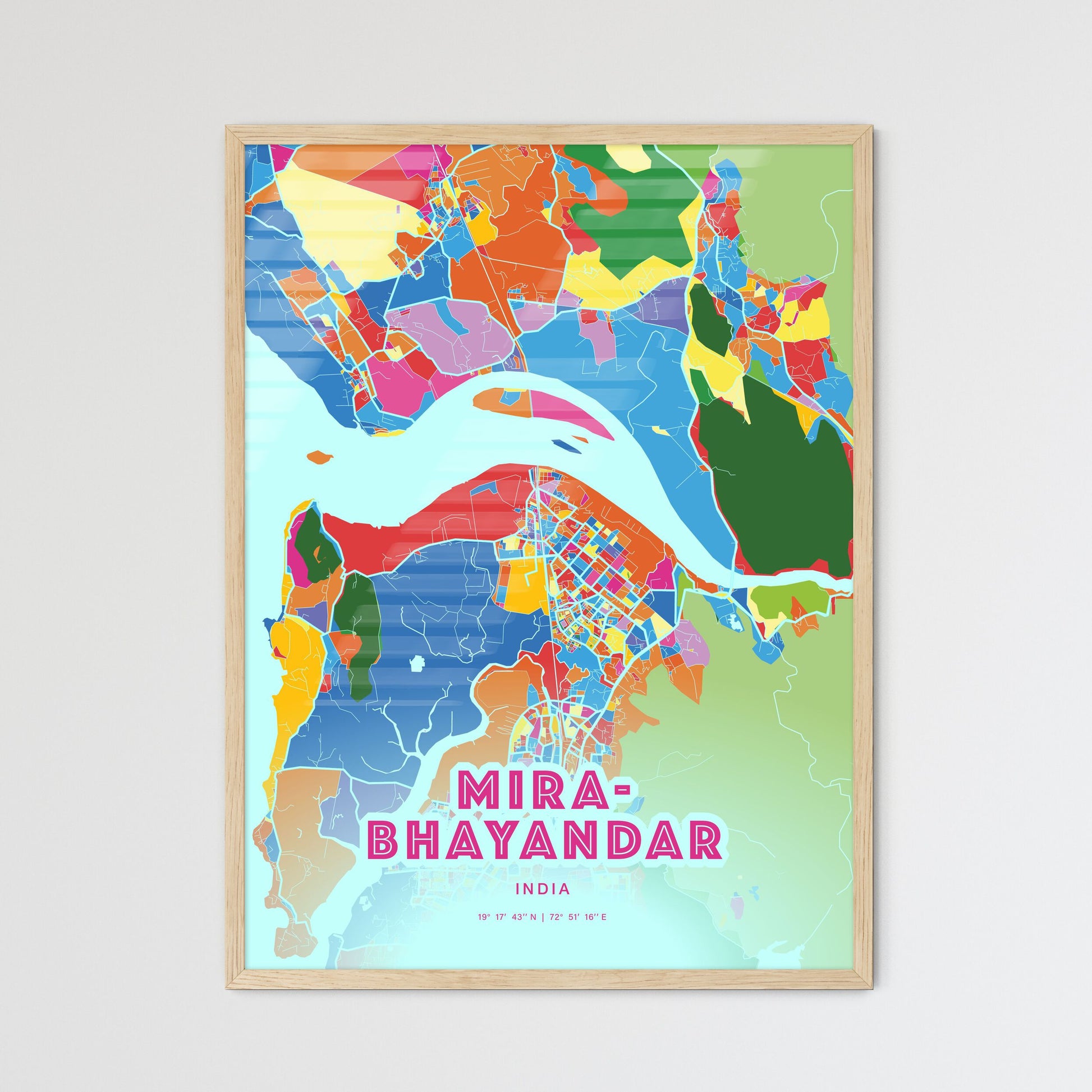 Colorful MIRA-BHAYANDAR INDIA Fine Art Map Crazy Colors