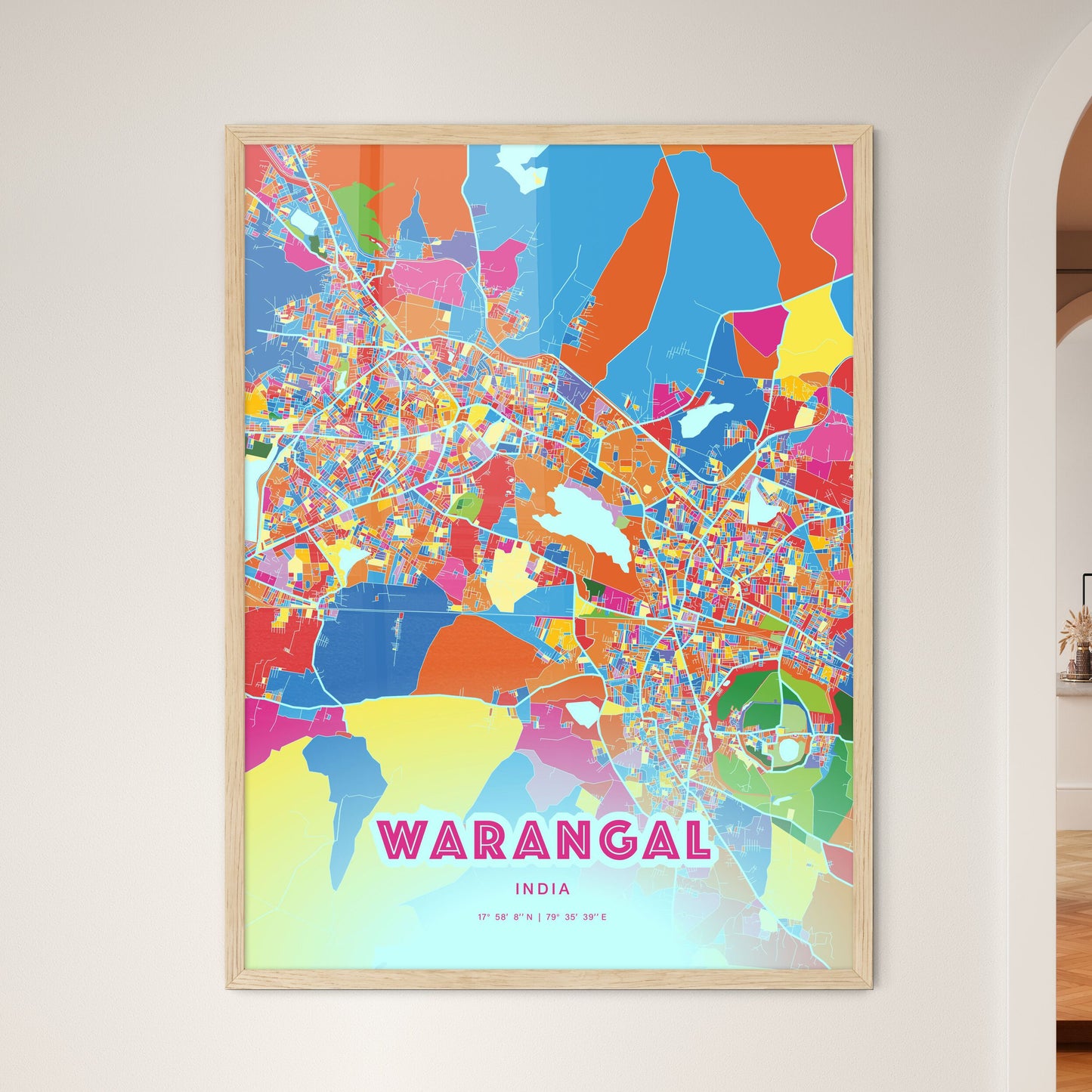 Colorful WARANGAL INDIA Fine Art Map Crazy Colors
