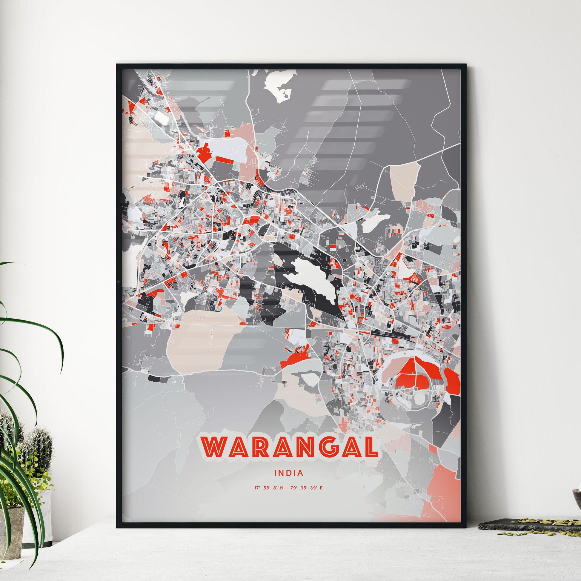 Colorful WARANGAL INDIA Fine Art Map Modern