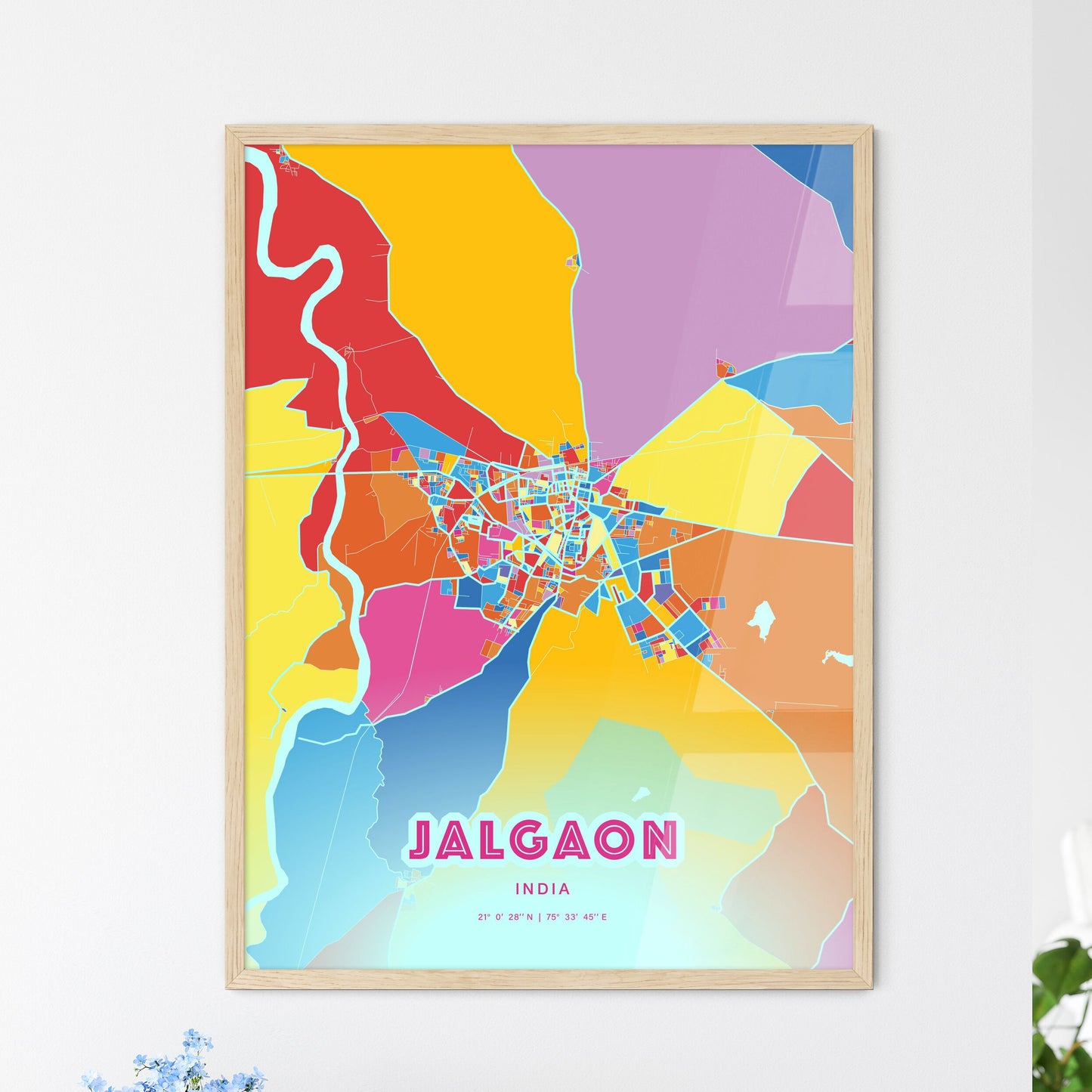 Colorful JALGAON INDIA Fine Art Map Crazy Colors
