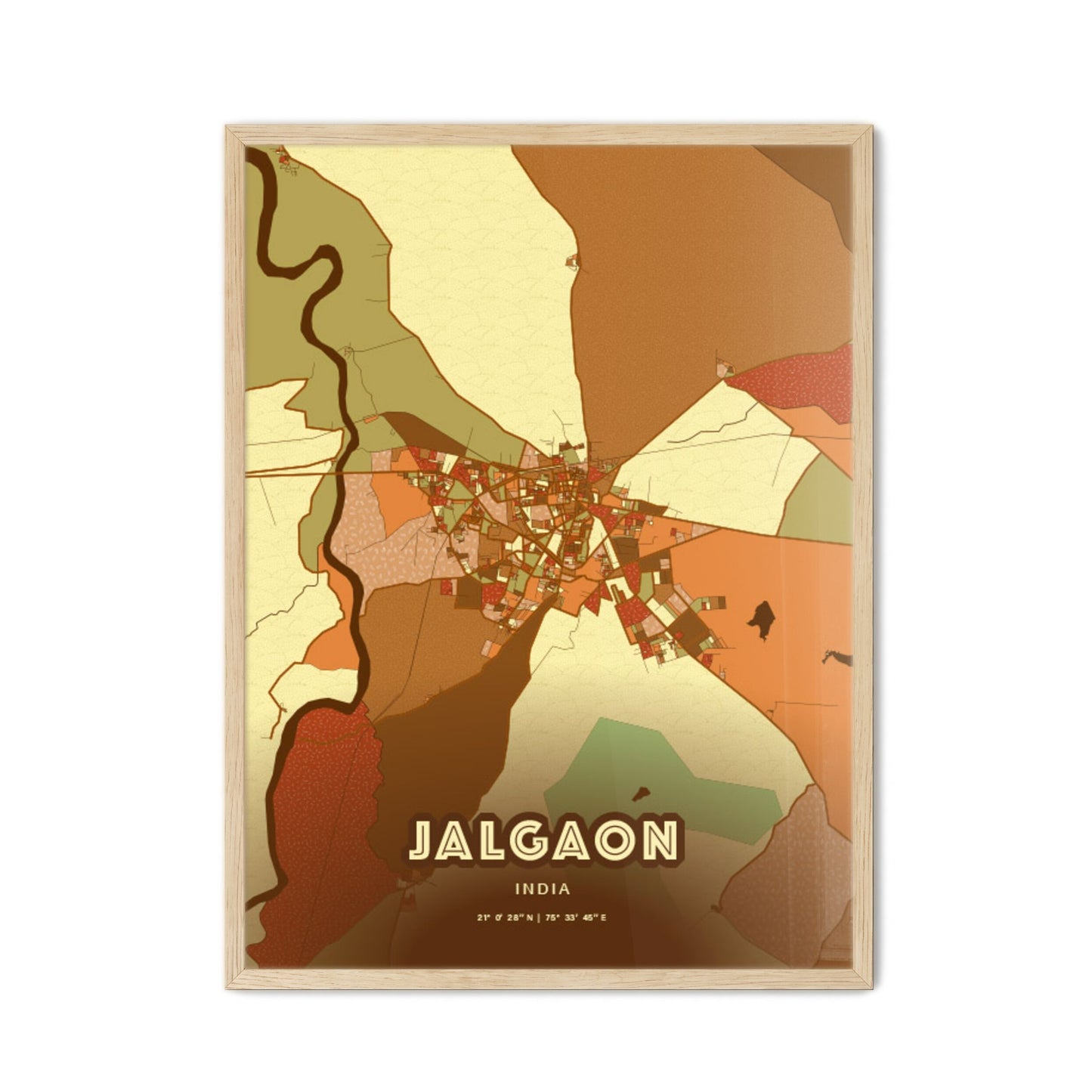 Colorful JALGAON INDIA Fine Art Map Farmhouse