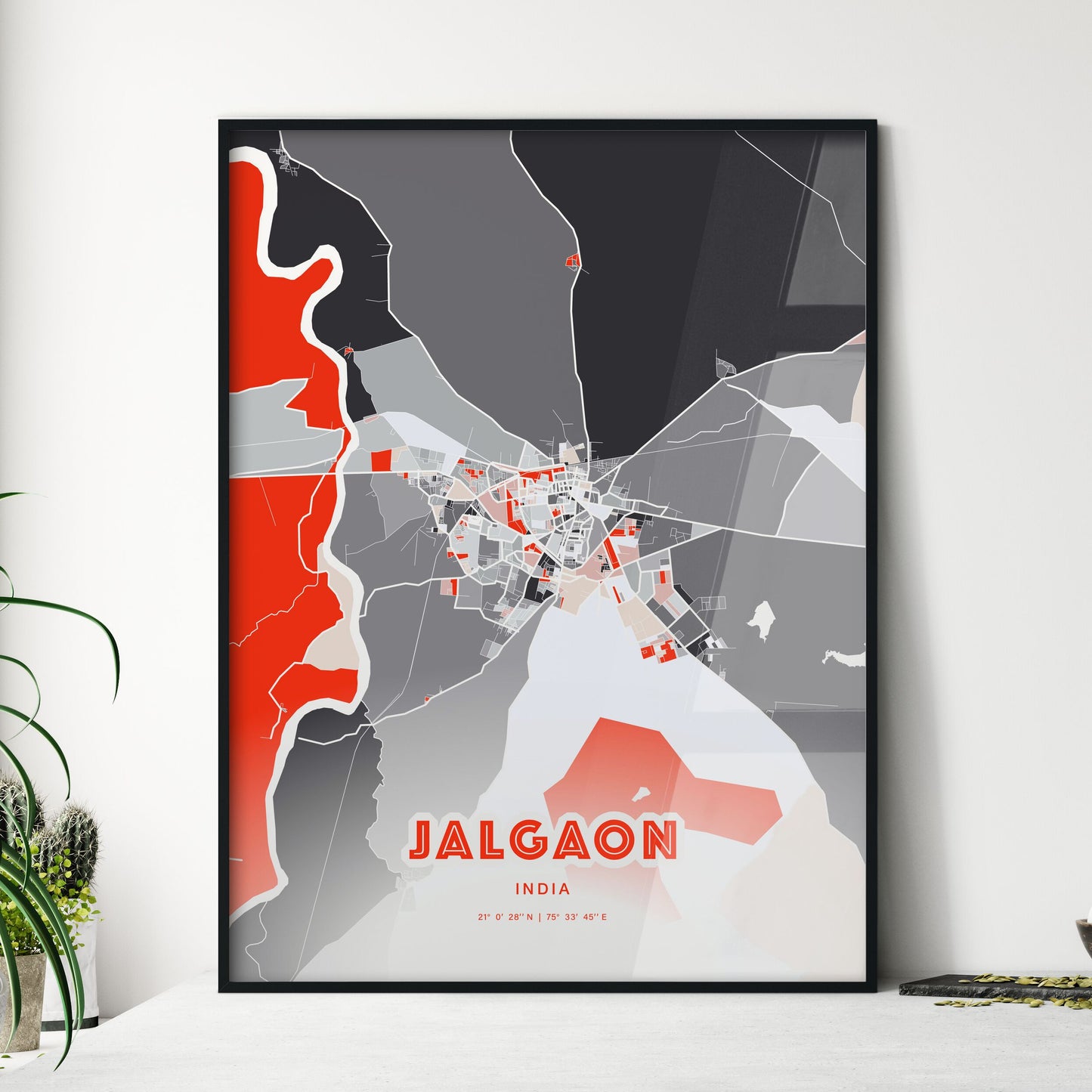 Colorful JALGAON INDIA Fine Art Map Modern