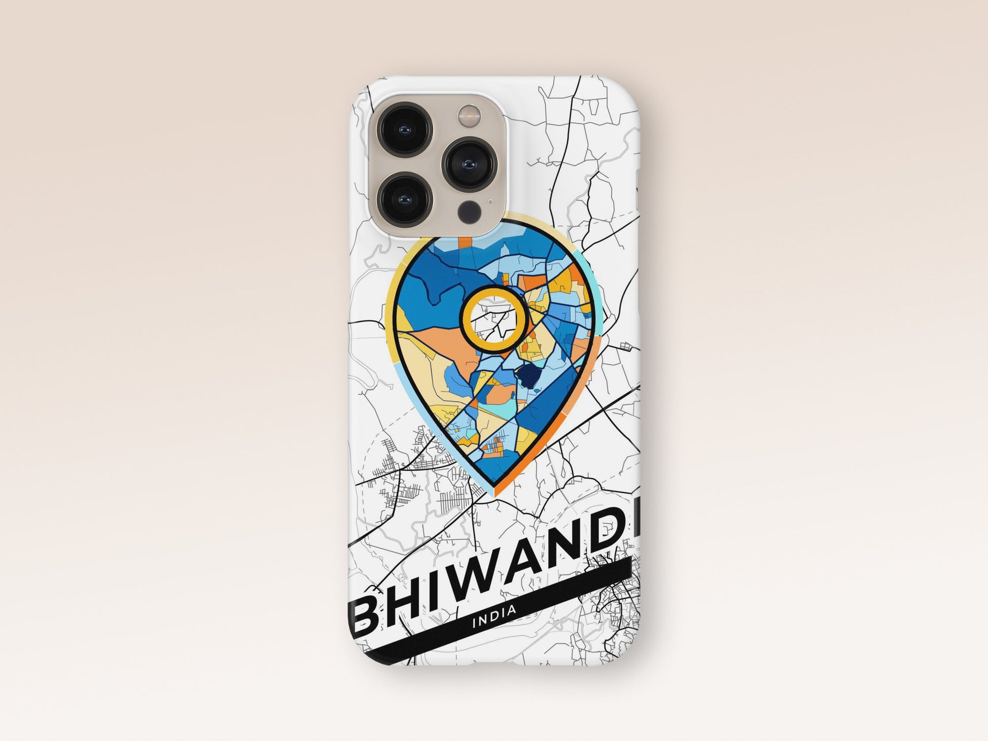 Bhiwandi India slim phone case with colorful icon. Birthday, wedding or housewarming gift. Couple match cases. 1