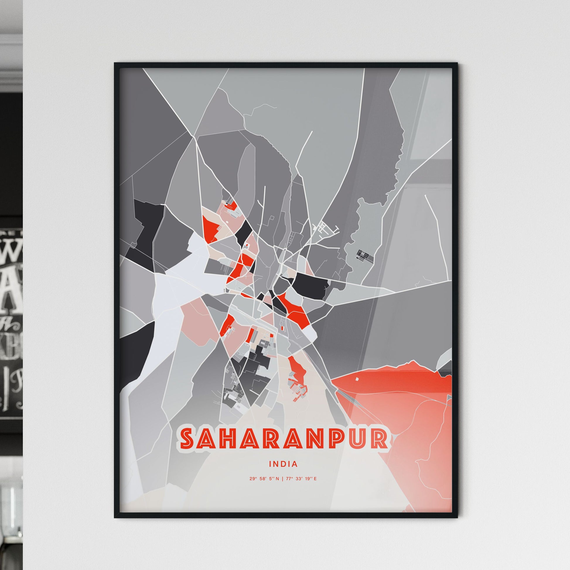 Colorful SAHARANPUR INDIA Fine Art Map Modern