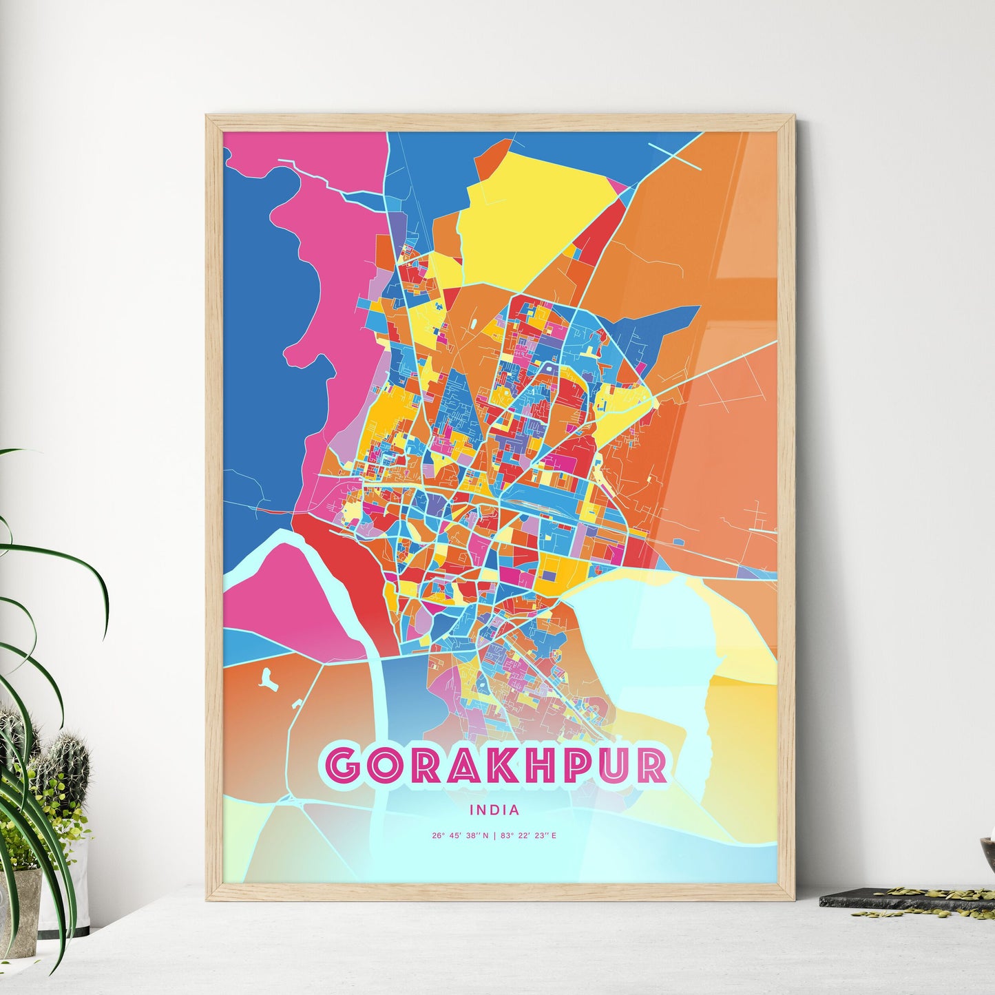 Colorful GORAKHPUR INDIA Fine Art Map Crazy Colors