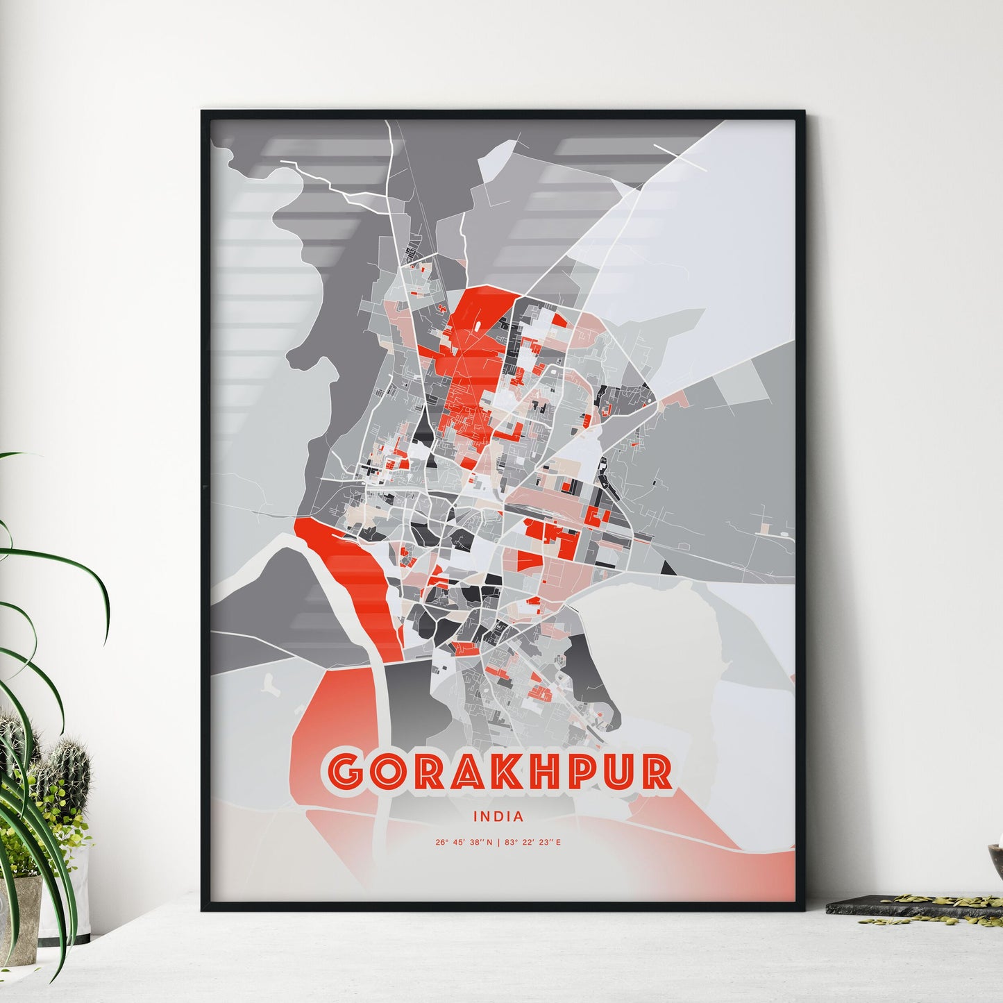 Colorful GORAKHPUR INDIA Fine Art Map Modern
