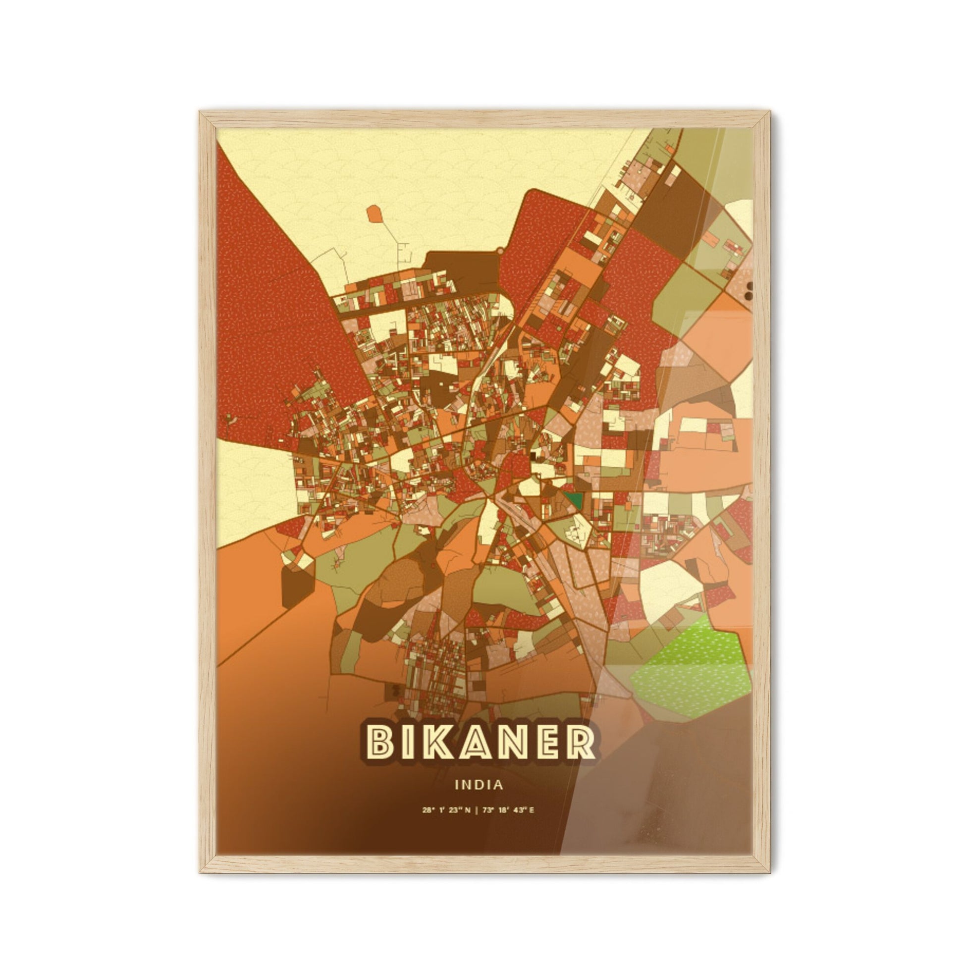 Colorful BIKANER INDIA Fine Art Map Farmhouse