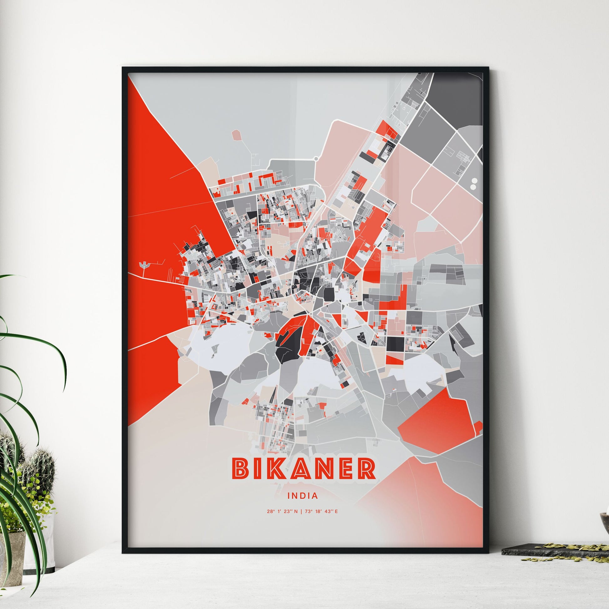 Colorful BIKANER INDIA Fine Art Map Modern