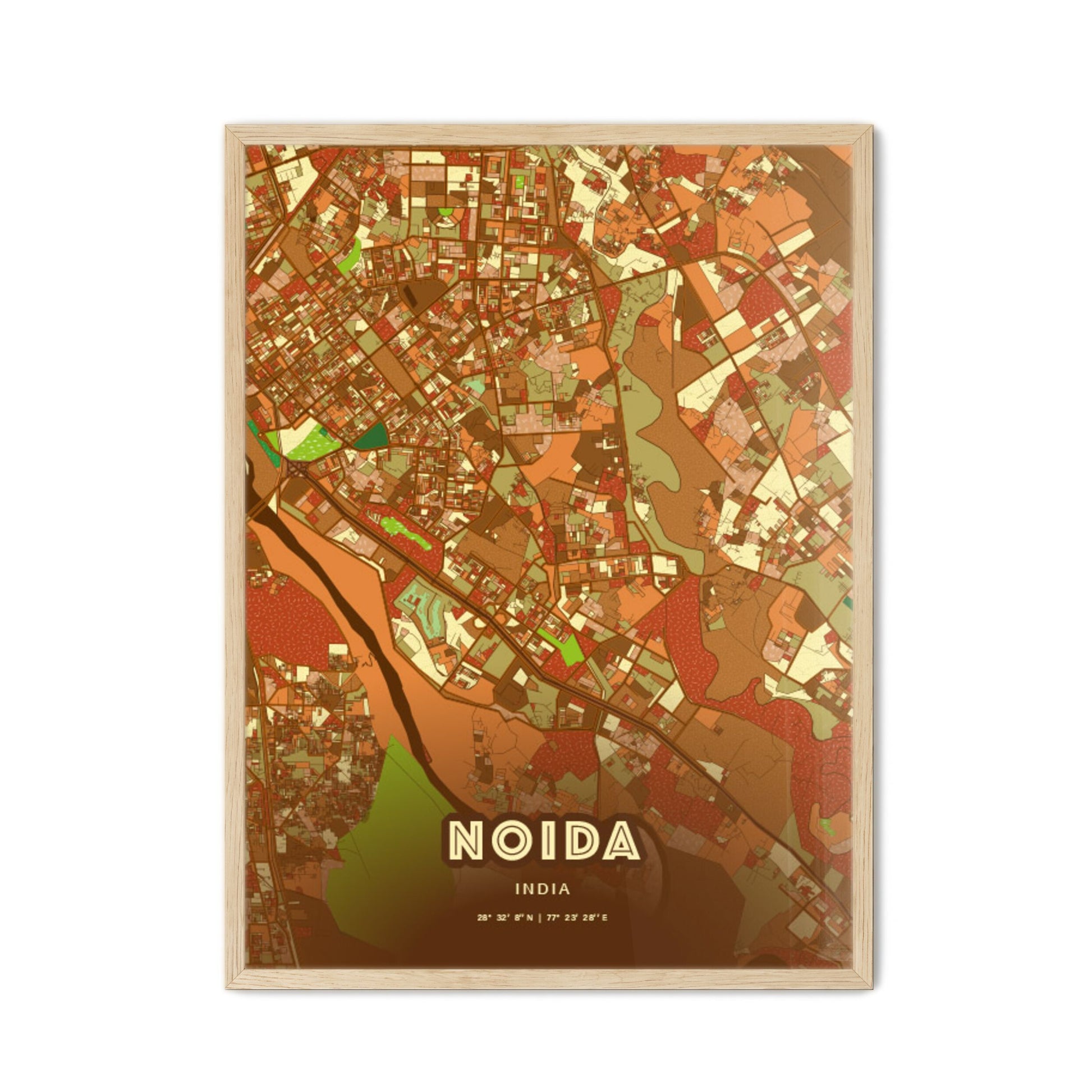 Colorful NOIDA INDIA Fine Art Map Farmhouse