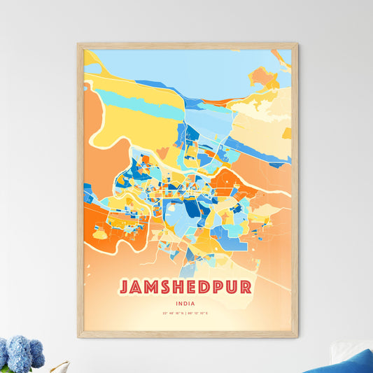 Colorful JAMSHEDPUR INDIA Fine Art Map Blue Orange