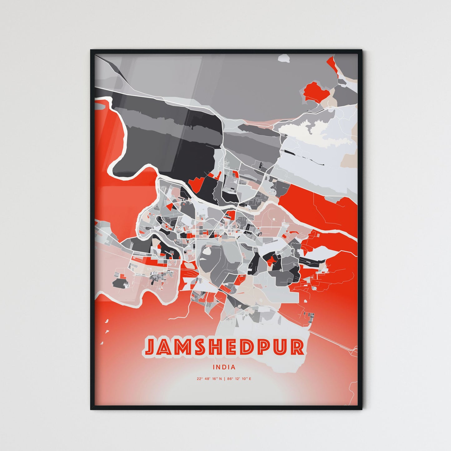 Colorful JAMSHEDPUR INDIA Fine Art Map Modern