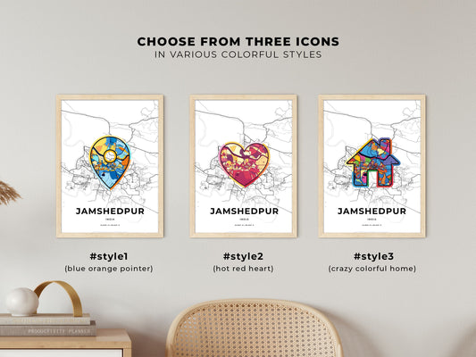 Jamshedpur India maps with colorful icons