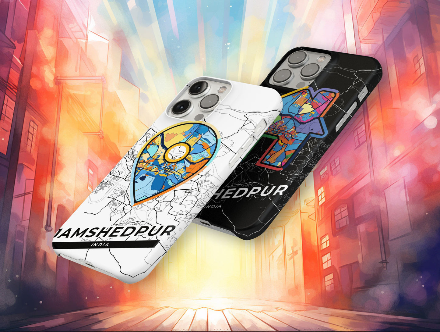 Jamshedpur India slim phone case with colorful icon. Birthday, wedding or housewarming gift. Couple match cases.