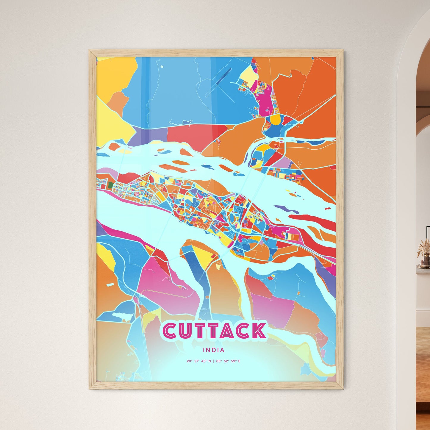 Colorful CUTTACK INDIA Fine Art Map Crazy Colors