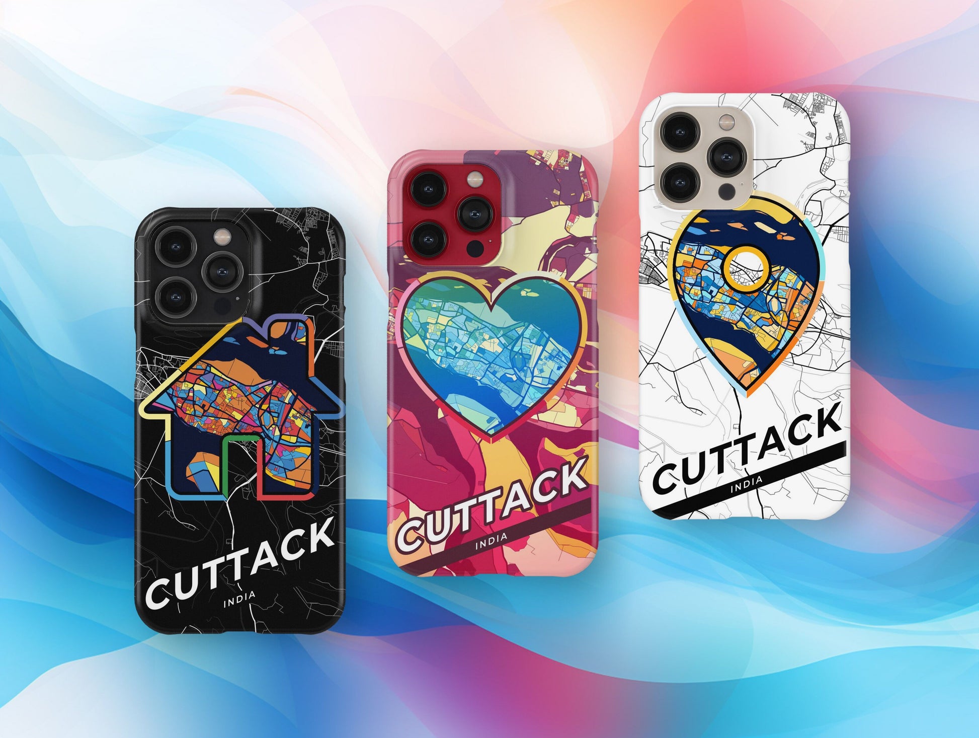 Cuttack India slim phone case with colorful icon. Birthday, wedding or housewarming gift. Couple match cases.