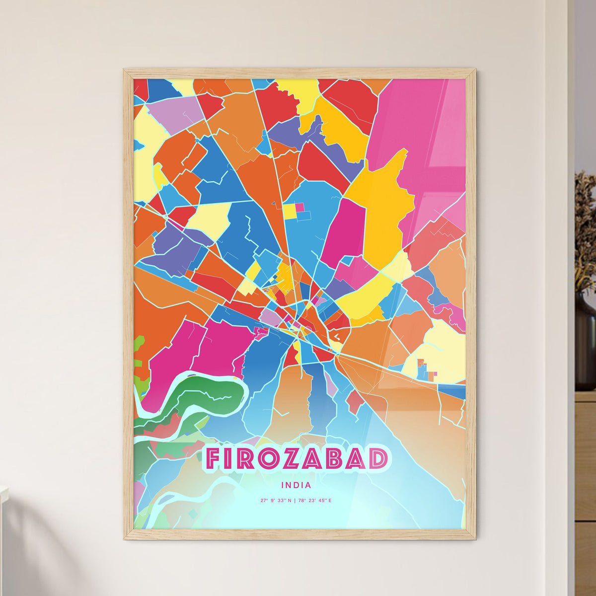 Colorful FIROZABAD INDIA Fine Art Map Crazy Colors