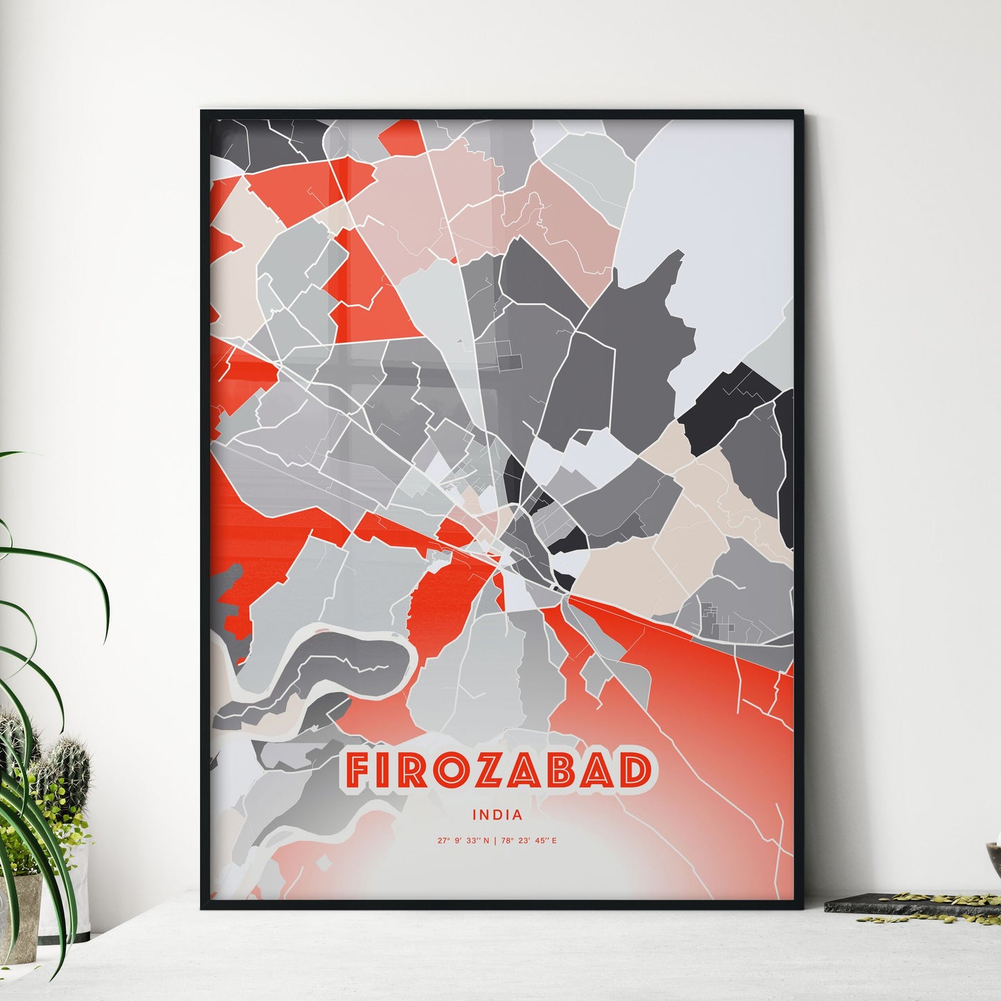 Colorful FIROZABAD INDIA Fine Art Map Modern