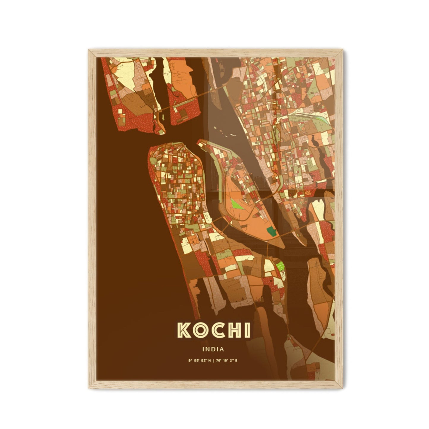 Colorful KOCHI INDIA Fine Art Map Farmhouse