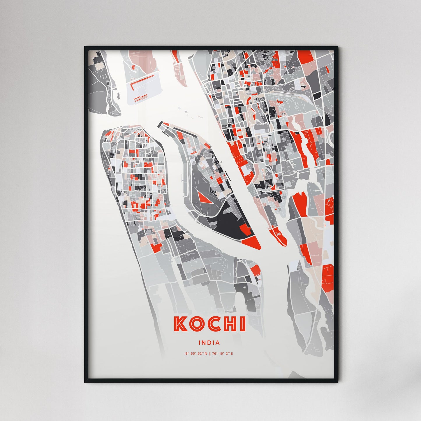 Colorful KOCHI INDIA Fine Art Map Modern