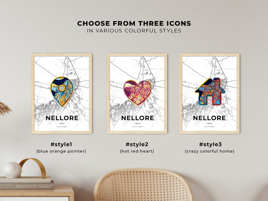 Nellore India maps with colorful icons