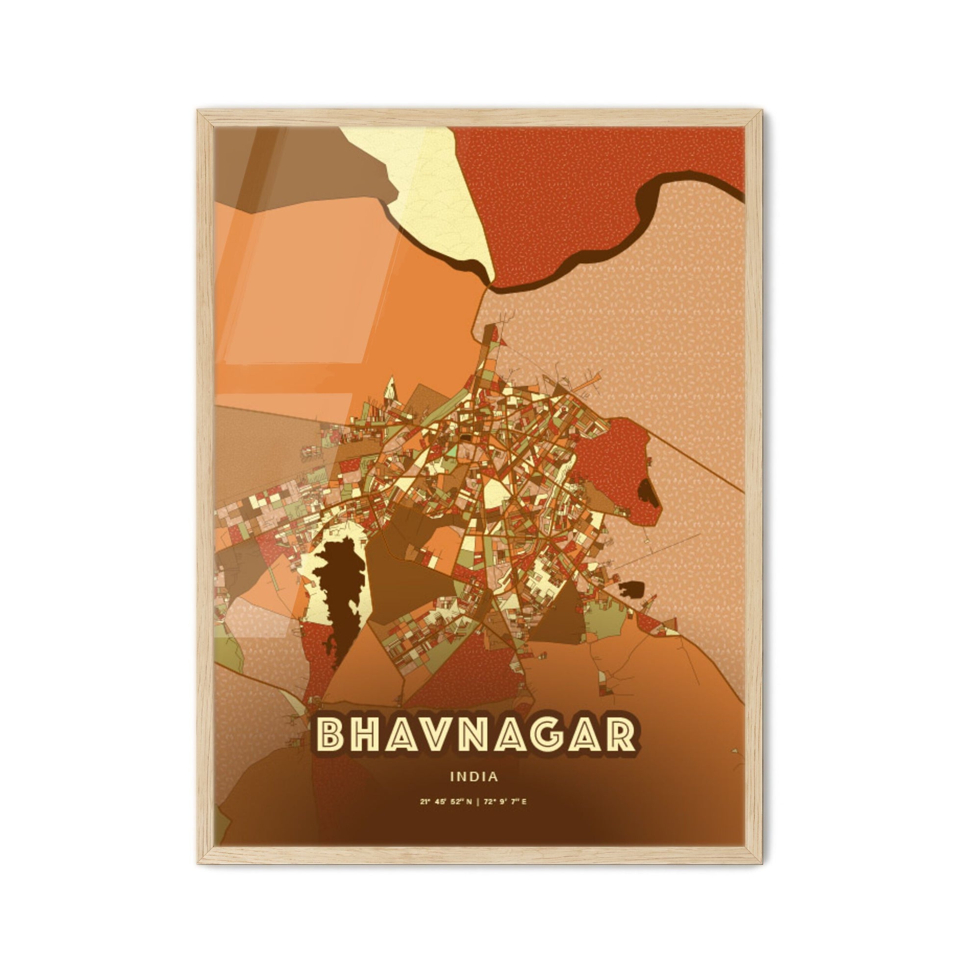 Colorful BHAVNAGAR INDIA Fine Art Map Farmhouse