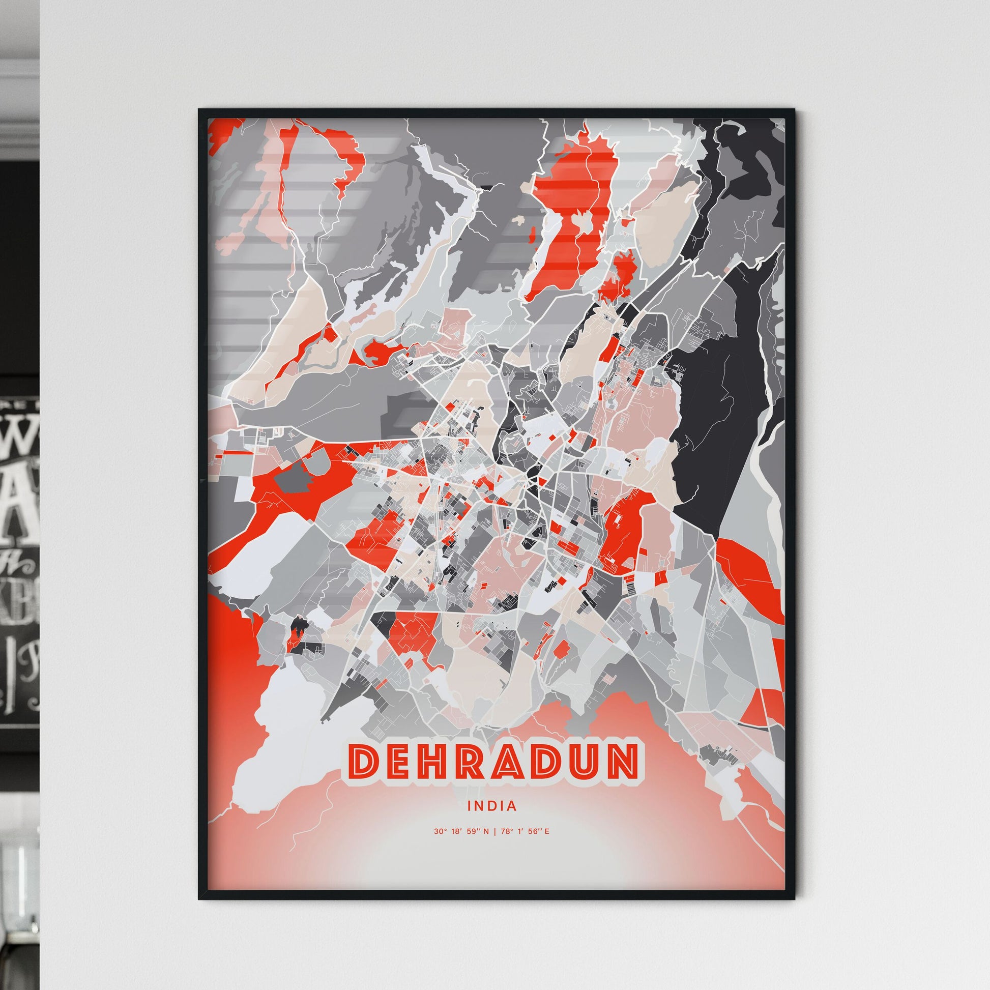 Colorful DEHRADUN INDIA Fine Art Map Modern