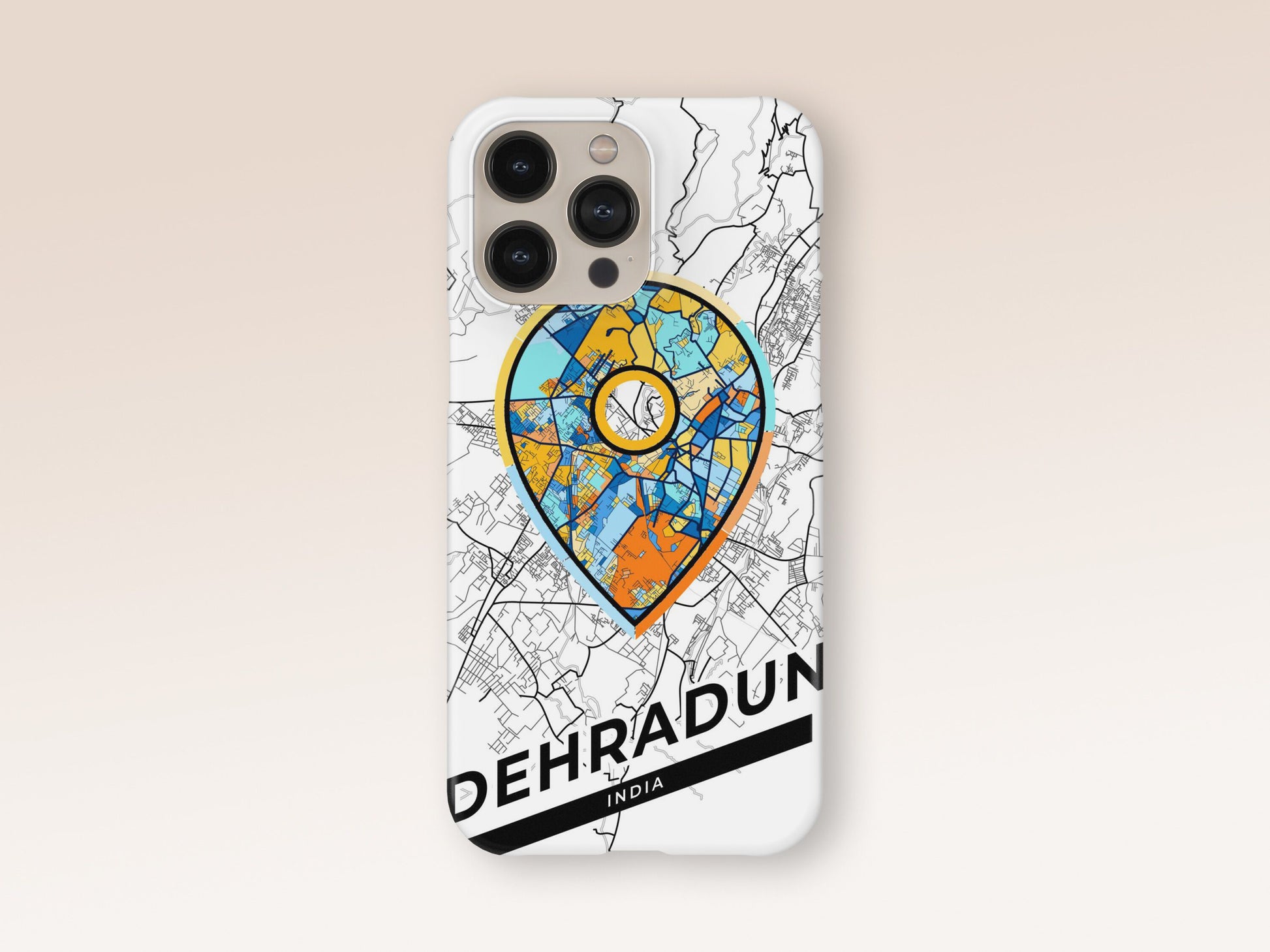 Dehradun India slim phone case with colorful icon. Birthday, wedding or housewarming gift. Couple match cases. 1